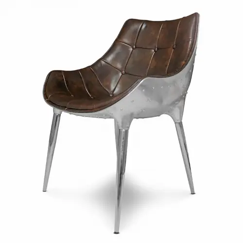 By Kohler  Porter dining chair SALE  aviator / airplane style silver and brown (114817)