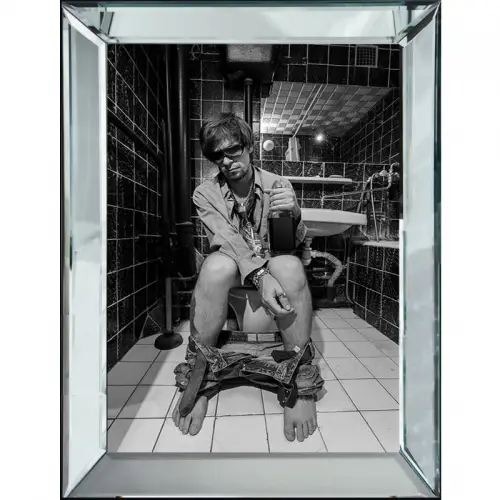  Man Drinking on Toilet 70x90x4.5cm