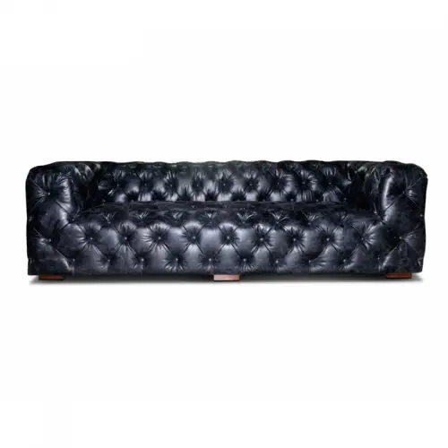 By Kohler  Desmond 3-Seater SALE  black airplane / Aviator style chesterfield stitching (114811)