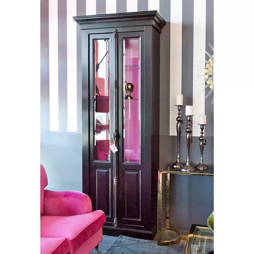  Elias 2-Doors  45x95x242cm Glossy Black/Pink