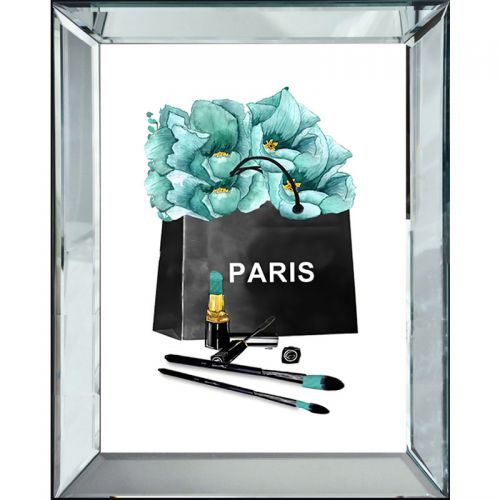  Paris Bag Turquoise Flowers 50x60x4.5cm