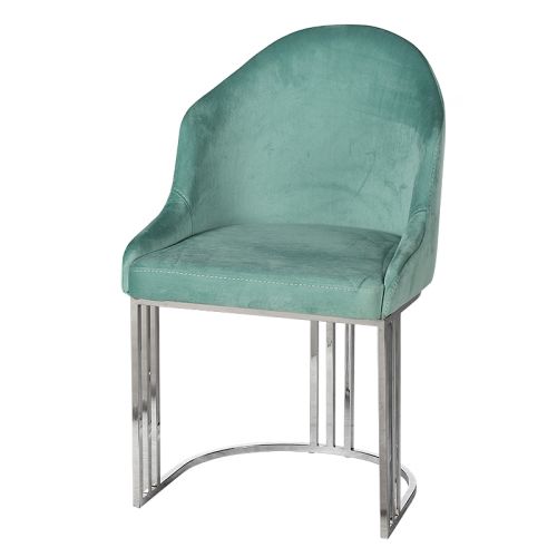 By Kohler  Citrine arm dining chair turquoise color with silver legs (200314)