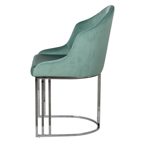 By Kohler  Citrine arm dining chair turquoise color with silver legs (200314)