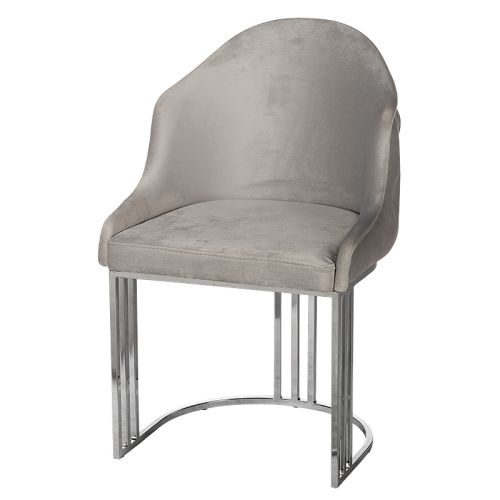 By Kohler  Shell arm dining chair silver legs half round (200319)