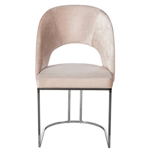 By Kohler  Audine arm dining chair silver legs half round (200320)