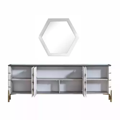 By Kohler  Nirvana Sideboard with mirror white and gold (200487)