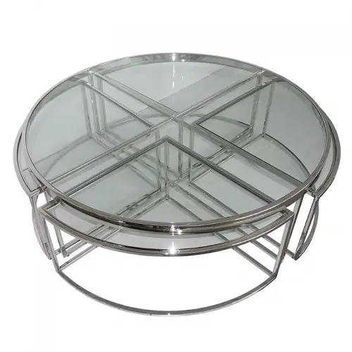 By Kohler  Table Dominic 120x120x40,5cm silver Glass (114300)