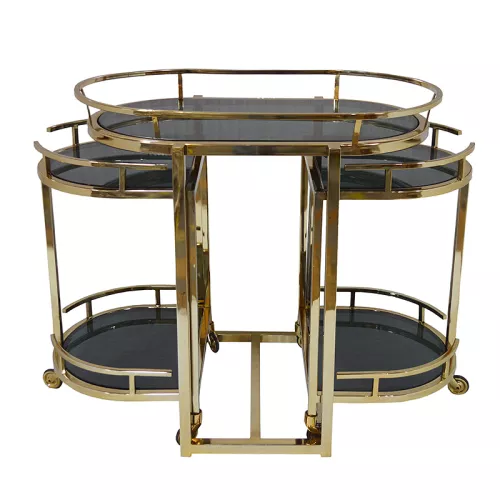  Bar Trolley Atterton Oval (Black Glass)