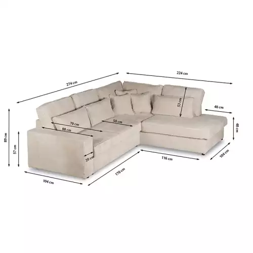 By Kohler  Euphoria Corner Sofa (New Austin) (201074)