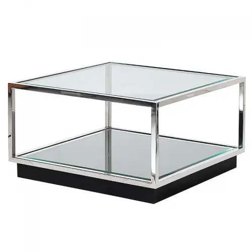By Kohler  Coffee Table Kohen 65x65x40cm With Clear Glass/Mirror (114728)