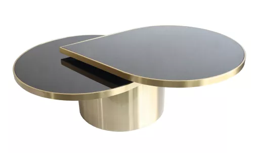 By Kohler  Stainless steel Coffee table Drop, brushed champion gold with black fglass (201629)