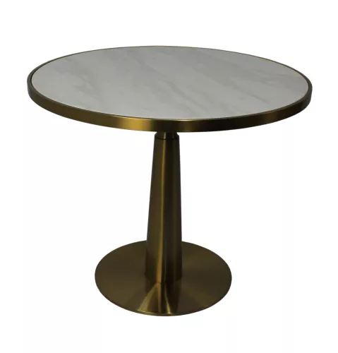 By Kohler  Dining Table Gold Faux Marble White 81x81x74cm (201633)