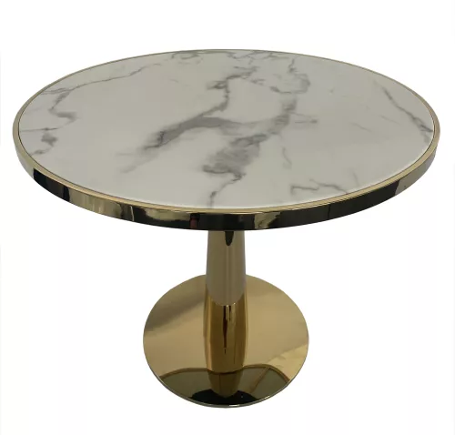 By Kohler  Dining Table Gold Faux Marble White 81x81x74cm (201718)
