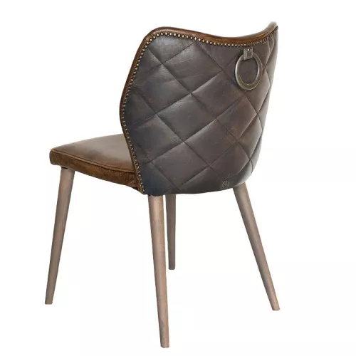By Kohler  SALE Sandy Arm Chair - Buffalo Leather Middle Brown vintage - 2 Tone - Antique nails - Grey Wash (200100-1)
