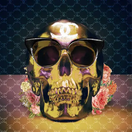 By Kohler  Skull Gold with Sunglasses - 80x80 cm (114994)